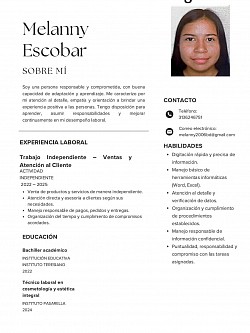 MELANY ESCOBAR  TECNICA EN EMPRENDIMIENTO
